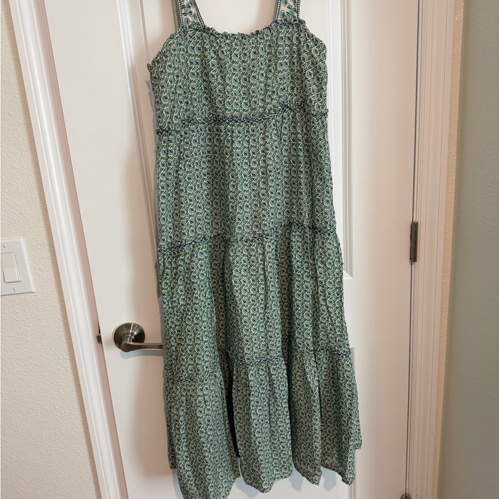 Max Studio Green Printed Tiered Maxi Dress